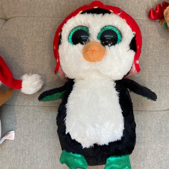 Ty Beanie Boos Christmas Holiday Winter Set: Snowman, Penguin & Reindeer - Picture 3 of 4